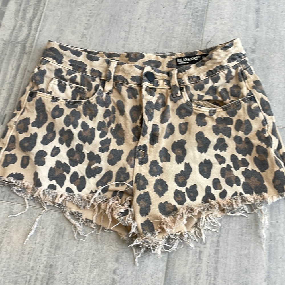 Blank NYC Leopard Denim Shorts